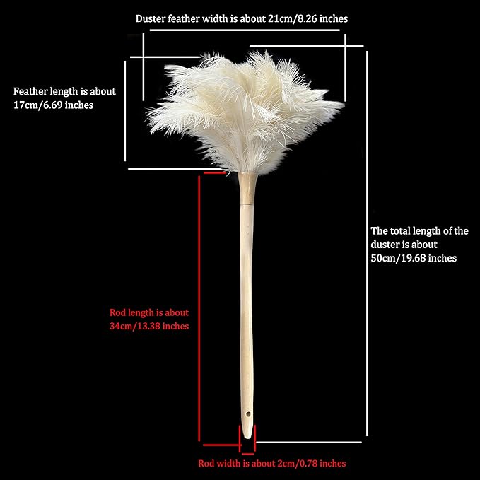 19.7 Inch Ostrich Feather Duster – Soft Dusting Brush for Home, Office, and Furniture Cleaning (Off White)