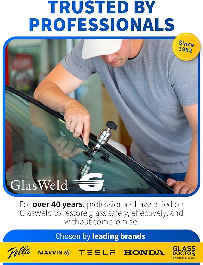 GlasWeld ProClean Heavy Duty Hard Water Stain Remover - For Glass, Metal & More - Includes Applicator Pad - Stubborn Water spot Remover Kit - Automotive Car Care