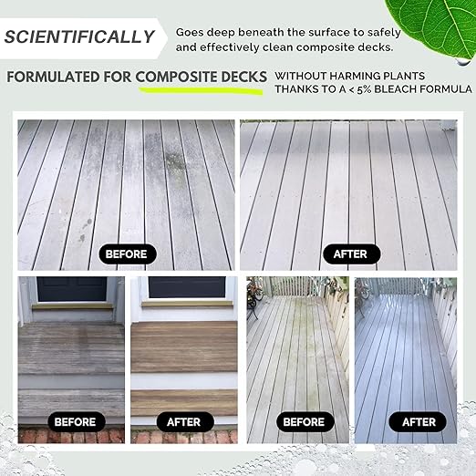 Wash Safe™ SPRAY & CLEAN Commercial-Strength Composite Deck Cleaner | Remove Black Stains | Cleans Up to 1,500 sq. ft. | Deep Set Cleaning, 1 Gal.