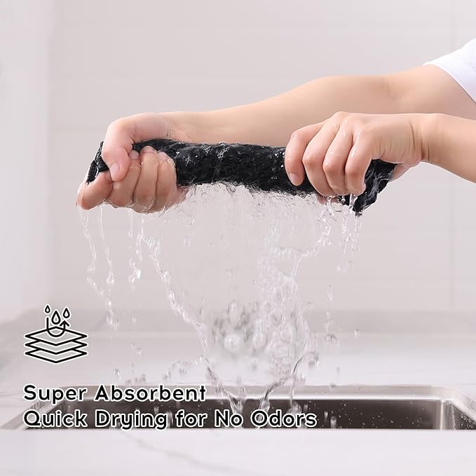 Kitinjoy Microfiber Cleaning Cloth, 12 Pack Soft and No Lint Microfiber Towels Cleaning Supplies, Absorbent Fast Drying Cleaning Rags for Housekeeping, Kitchen, Window, 12 x12 Inches, Black