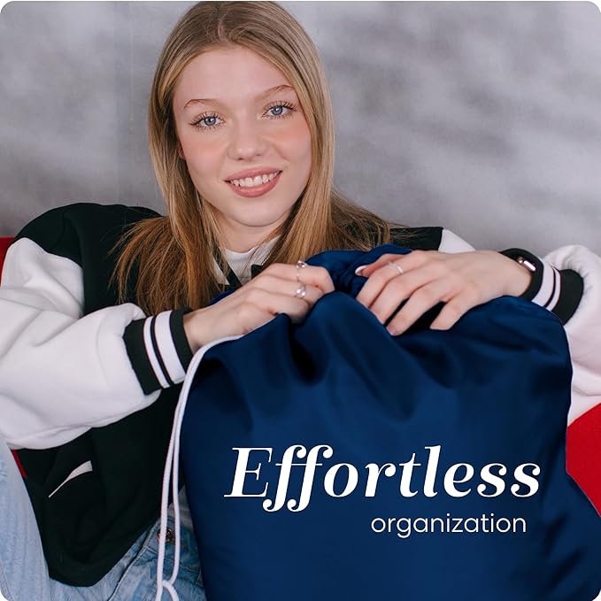 Nylon Laundry Bag - Locking Drawstring Closure and Machine Washable. These Bags will Fit a Laundry Basket or Hamper and Strong Enough to Carry up to Three Loads of Clothes. (Navy Blue)