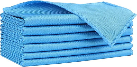 HOMEXCEL Microfiber Glass Cleaning Cloths 6 PK, Lint Free Streak Free, Reusable Microfiber Cleaning Cloth for Cleaning Windows, Glasses, Mirrors, Screens, Stainless Steel, and More, Blue-14”×16”