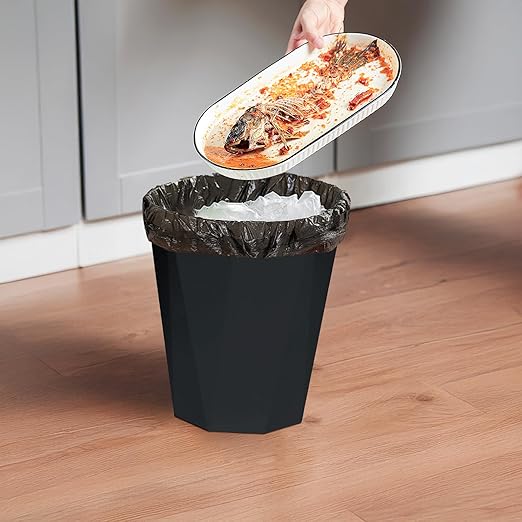 Plastic Trash Can - Waste basketbin for Office,Home,Bathroom,Kitchen - 1.8 Gallon - Black