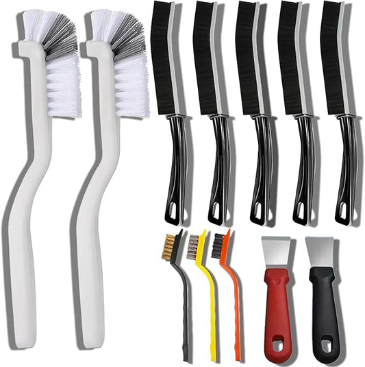 12Pcs Crevice Brushes for Cleaning Crevice Cleaning Brush Set Hard Bristle Crevice Cleaning Brush Supplies for Corner Sink Cup Teapot Bottle Blender-Multifunctional Brush Cleaner