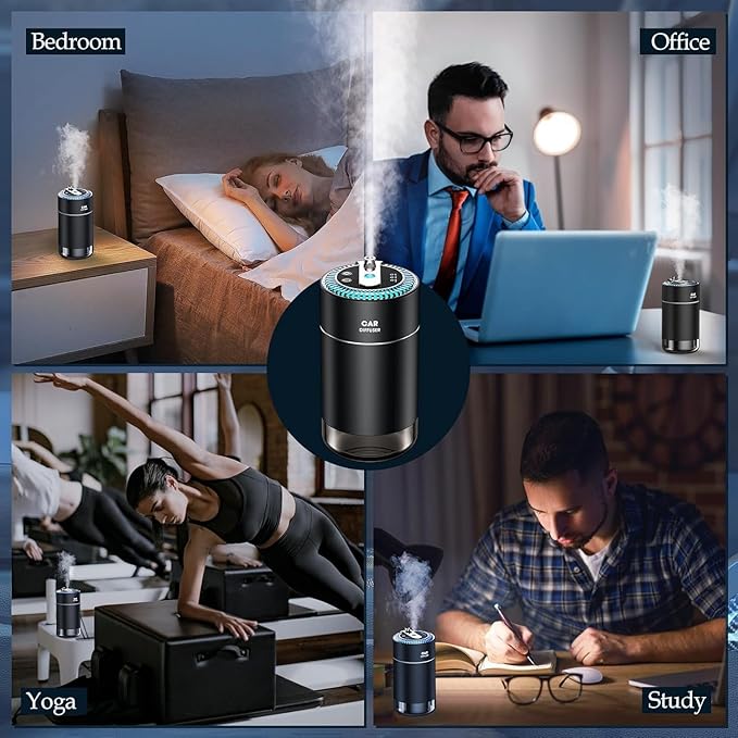 Smart Car Air Freshener Diffuser with 160ml Essential Oils, Smart Auto On/Off Star Projector Car Diffuser for Men/Women, USB-Powered Long Lasting Cars Fresheners|Lavender+Cologne