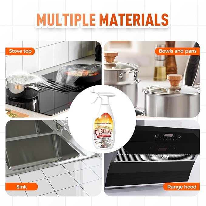 Heavy Duty Degreaser, 2025 New Kitchen Cleaner, Multipurpose Oil Stain Remover, Strong Grill Cleaner for Restaurant, Cleaning Spray for Home Chefs (3)