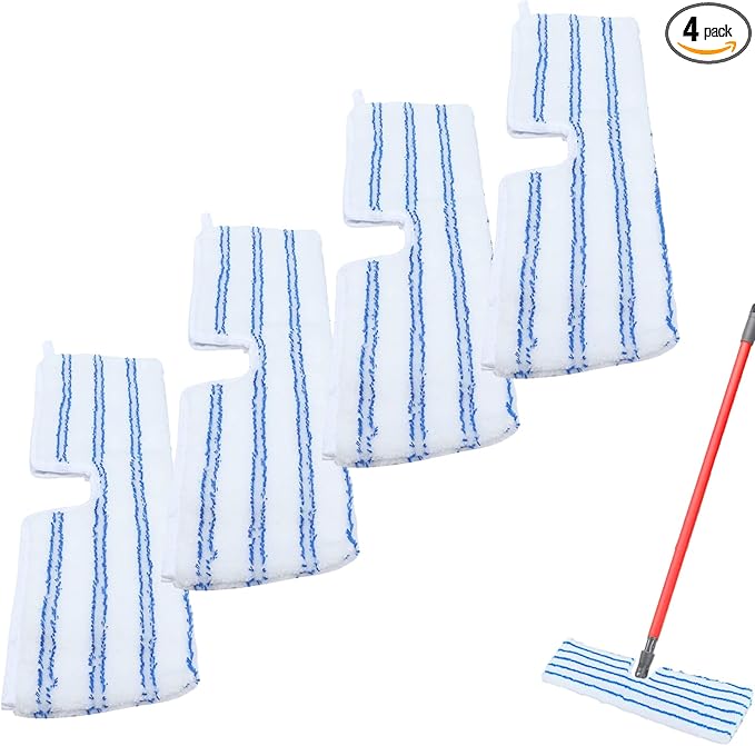4 Pack Microfiber Mop Pads for O Cedar Mop Replace Head, Flip Mop Refills Compatible with O-Cedar Hardwood Floor 'N More, Reusable & Washable Mop Covers for Dry/Wet Use