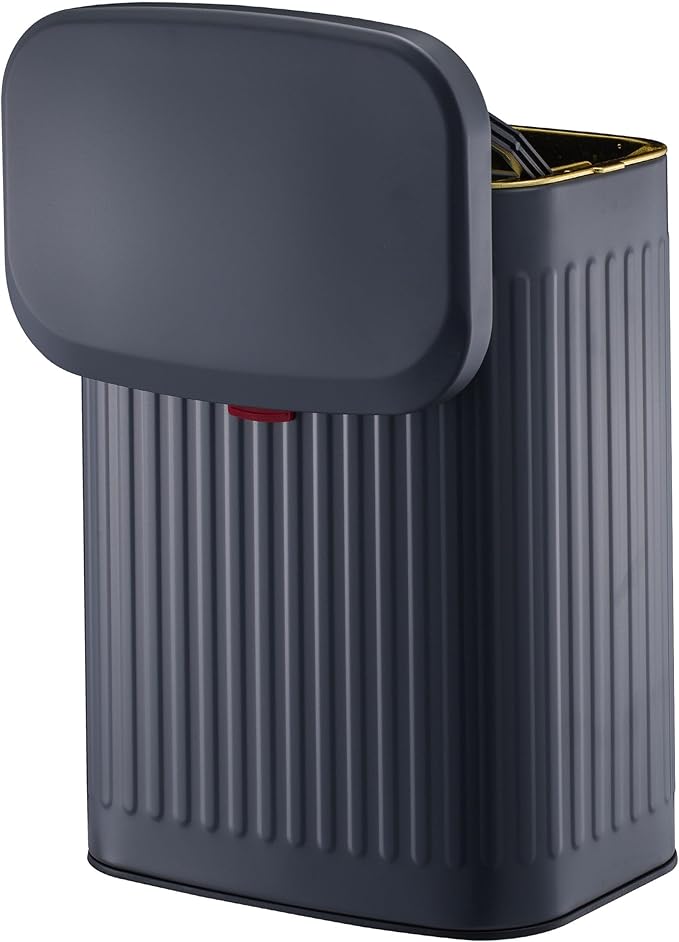 2.11Gallon 8L Carbon Steel Trash Can Door Compost Bin Wall Mounted 2 Ways Sliding Lid Compost Bin Countertop Kitchen Hanging Cabinet Door Trash Bin Metal Garbage Bin Cubo de Basura Grey