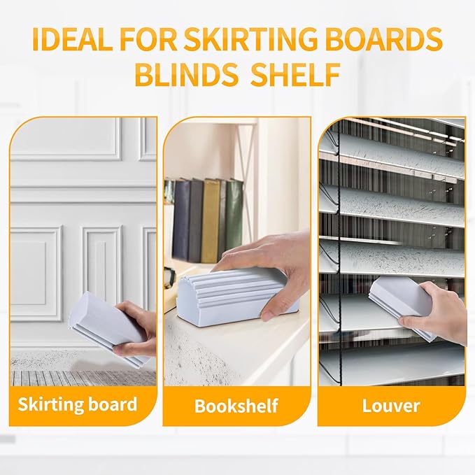 COBETE Damp Clean Duster Sponge,4pack Magic Sponge Eraser,Reusable Damp Dusting Sponge Household Cleaning for Blinds, Glass, Baseboards,Radiators,Window Track Grooves(Grey)