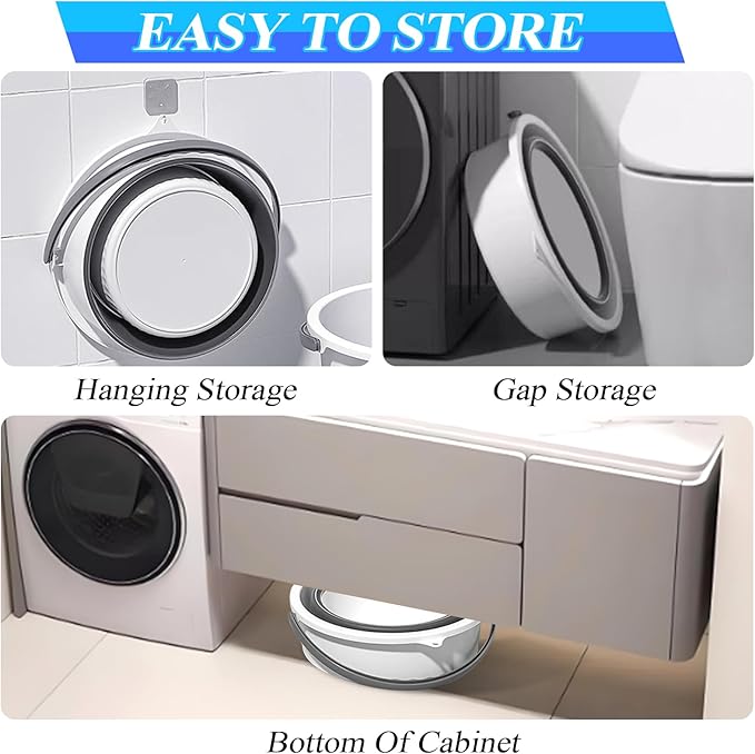 Collapsible Bucket 1.3 Gallon/5L Small Plastic Household Cleaning Mop Buckets Foldable Water Bucket for Car Wash Fishing Camping Beach (White)