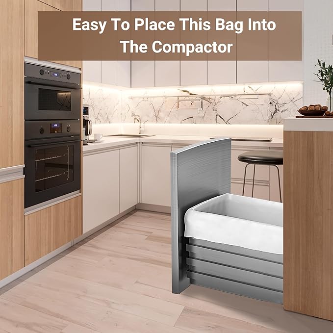 18 Gallon 100 Count Compactor Kitchen Trash Bags 1.2 Mil THICK Heavy Duty Reinforced Drawstring Fits 13-18 Gallon Compatible with Kitchenaid, Whirpool, GE 15 Inch Compactors Tear & Leak Resistant