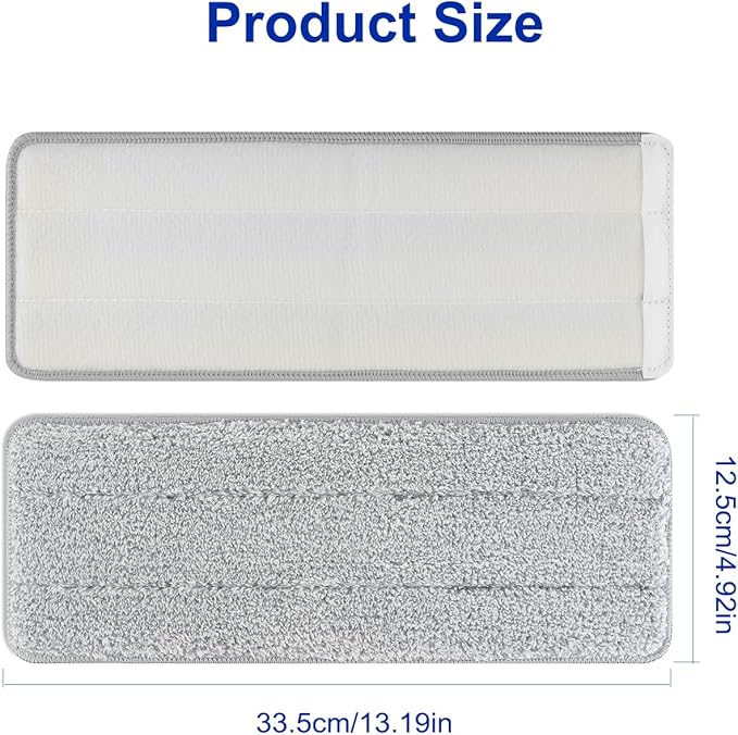 Microfiber Mop Cleaning Pads Flat: 10 Packs 13" X 4.9" Washable Pads for Floor Cleaning Compatible with Tethys & Most 13 Inch Flat Mop - Pads Replacement for Bucket Set