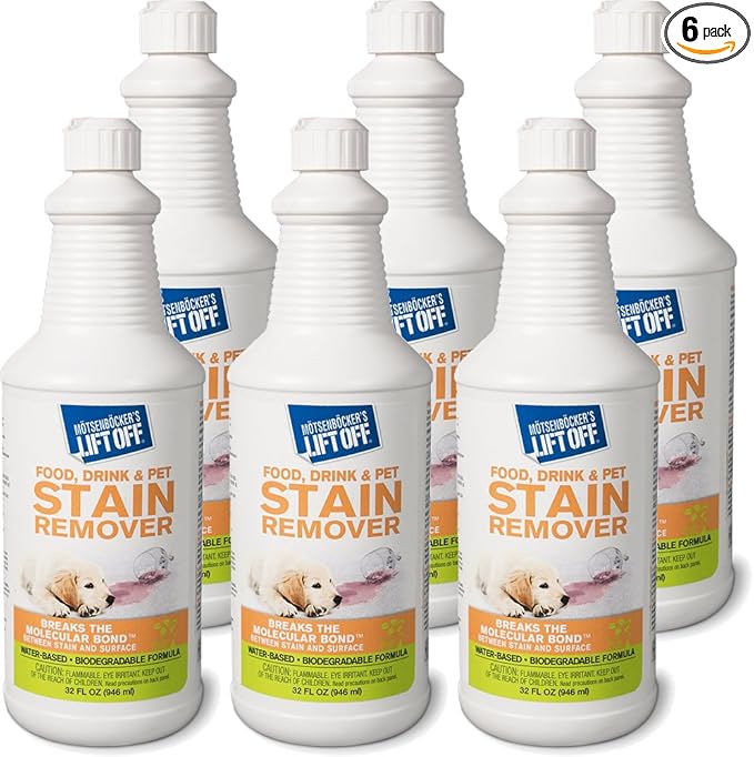 Motsenbocker's Lift Off 40503-6PK 32-Ounce Food, Beverage and Pet Stain Remover Spray Great as a Pre-Wash Laundry Treatment and Eliminates Tough Stains Water-Based, Pack of 6