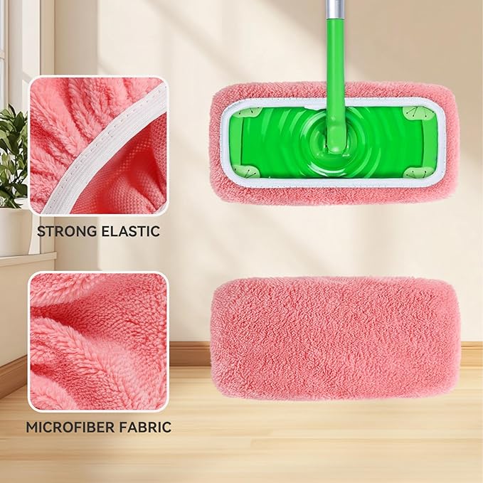 8Pcs Reusable Microfiber Mop Pads Compatible with Swiffer Sweeper，Dry Sweeping Cloths & Wet Mopping Cloths Washable Wet Pads for Hardwood Surface Floor Cleaning