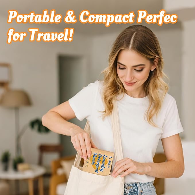 Laundry Detergent Sheets - 4 Scented 128 Loads Travel Laundry Sheets for Dorm,College,Home,Hotel,Apartment,Camping,Ruise,Road Trip,Beach Vacation,Small Space,Family School Travel Essentials