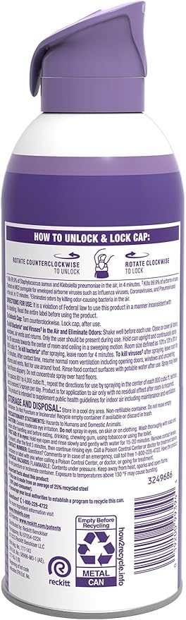 Lysol Air Sanitizer Spray with Odor Eliminator for Home & Office, Sanitizing Spray, Air Freshener Alternative, Light Breeze Scent, 10 oz (Pack of 3)