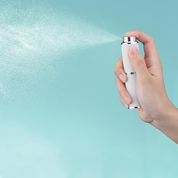 8ML Perfume Atomizer, Empty Leather Cologne Spray Bottle, Mini Perfume Sprayer Dispenser for Travel (1PCS, White)