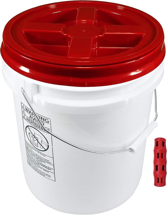 Poly Farm 100 Mil Extra Heavy Duty 20 Liter (5.28 Gallon) Gamma Seal Bucket (Red)
