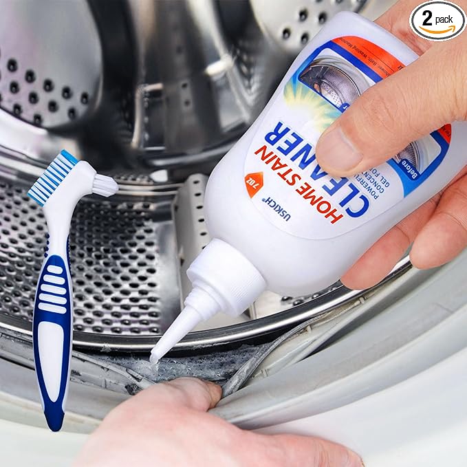 USKICH Home Remover Gel, 7 Fl Oz Household Washing Machine Cleaner, Effective Stain Remover Gel for Washing Machine,Cleaner for Bathroom Grout,Refrigerator Strips,Kitchen Sinks, Shower,Caulk-2 Packs