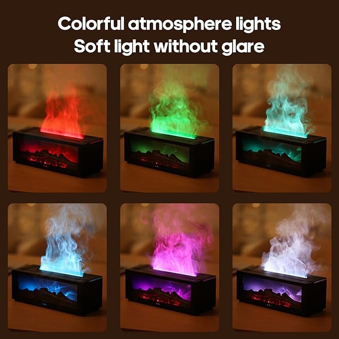 Essential Oil Diffuser Flame Colorful Water Vapor Fireplace Diffusers Fire Humidifier for Aromatherapy Aroma Therapy Machine Room Bedroom,Timer and Auto Off Protection