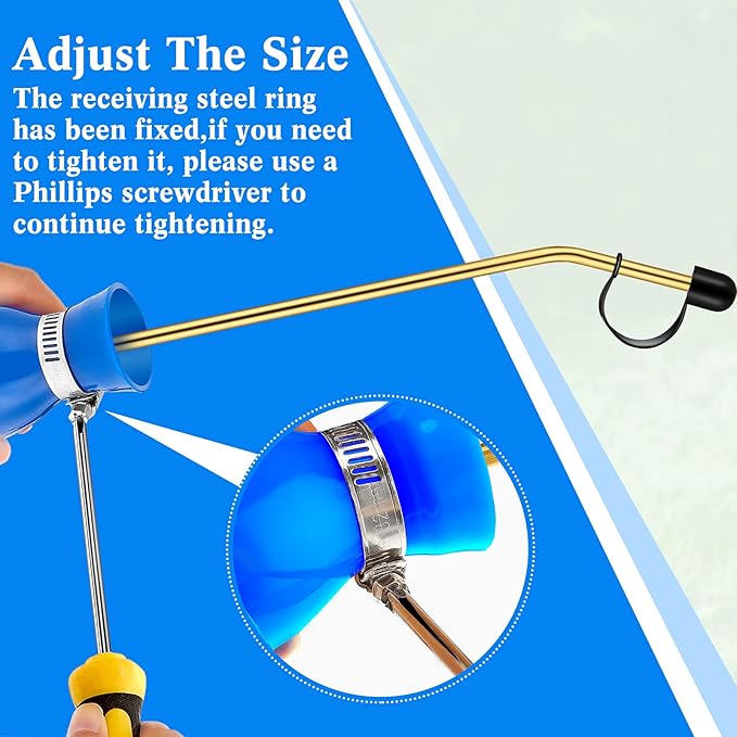 Boao Diatomaceous Earth Powder Duster Bulb Duster Sprayer 3.5 oz with Long Copper Garden Powder Applicator Dispenser for Organic Gardening Agricultural Supplies(Blue)