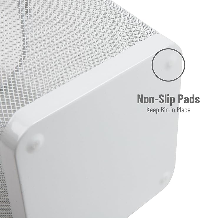 Mind Reader Mesh Trash Can, Square Wastebasket for Office or Home, 5 Gallon Capacity, Metal Mesh, Set of 2, White