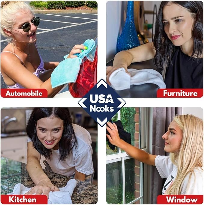 Microfiber Cleaning Cloth Grey - 100 Pcs (12.5"x12.5") - High Performance - 1200 Washes, Ultra Absorbent Microfiber Towel Weave Grime & Liquid for Streak-Free Mirror Shine - Car Washing Cloth