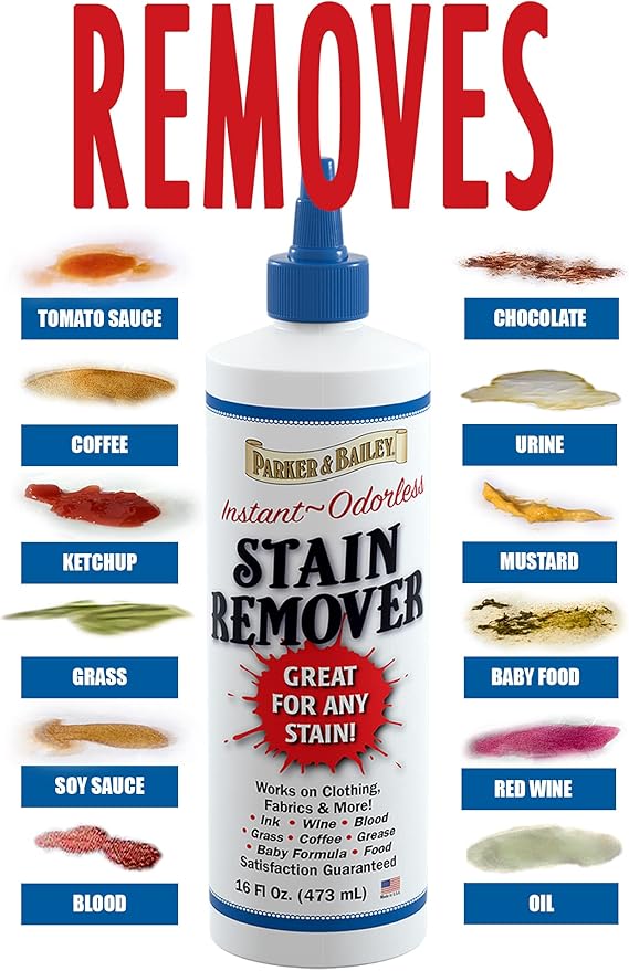 Parker and Bailey Stain Remover- Blood Stain Remover for Carpet, Clothes, Sheets and Mattress - Garment and Fabric Laundry Stain Remover - 16oz
