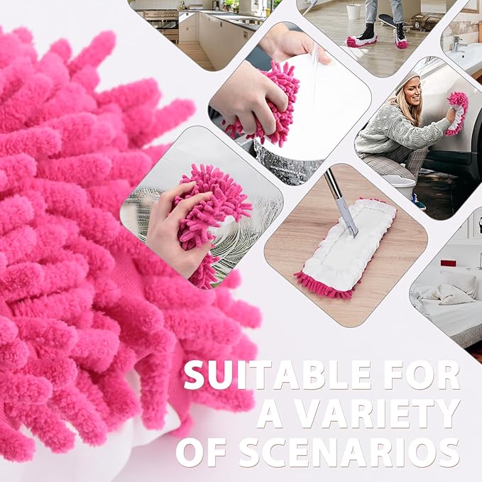 8 Pcs Mop Slippers Socks Floor Cleaning,Microfiber Shoe Covers dust Washable Reusable for Woman Man House Kitchen (Rose)