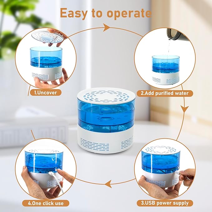 Small Humidifiers for Bedroom, 3in1 Desk Humidifier for Office USB with Essential Oil Diffuser 7LED Quiet Easy Clean, Portable Humidifiers for Travel Home Plant Nightstand Hotel Nursery