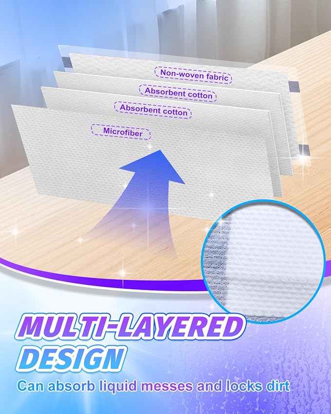 Multi-Layer Dry Floor Mop Pads Compatible with Swiffer WetJet, All Purpose Multi Surface Floor Cleaner Spray Mop Pads Refills for Hardwood Floor, 48 Count