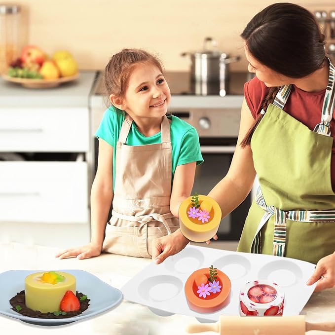 Shot Glass Chocolate Silicone Molds, 6-Cavity Round Mousse Molds for Ice Shot Glass Cookie Candy Mousse Dessert Pudding Dessert