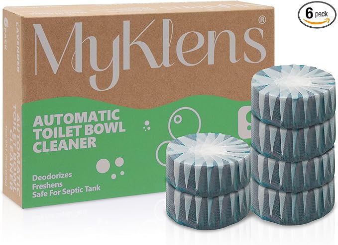 Toilet Bowl Cleaner Tablets, Automatic Toilet Bowl Cleaners, Long-Lasting Toilet Tabs Drop in Tank for Deodorizing & Descaling, Green, 6 Packs