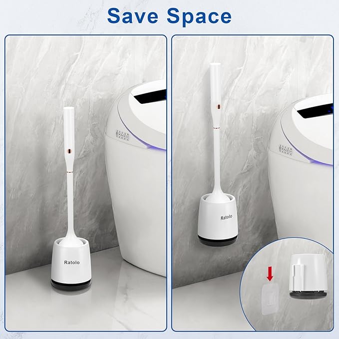 Electric Toilet Bowl Brush,Silicone Toilet Brush,Toilet Bowl Brush and Holder Set with Ventilated Holder,Toilet Brush, Floor Standing, Wall Mounted Without Drilling，Rechargeable 2packs