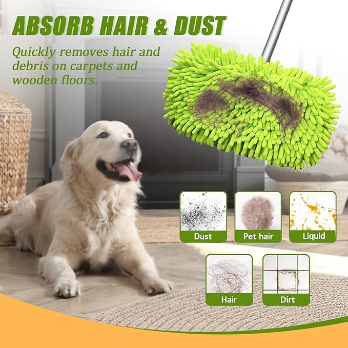 2PCS Reusable Dry Sweeping Cloths Compatible with Swiffer Sweeper Mop,Reusable Microfiber Mop Pads for Swiffer,Replacement Wet Mopping Pad Refills & Washable Dry Sweeping Cloths for Floor Cleaning