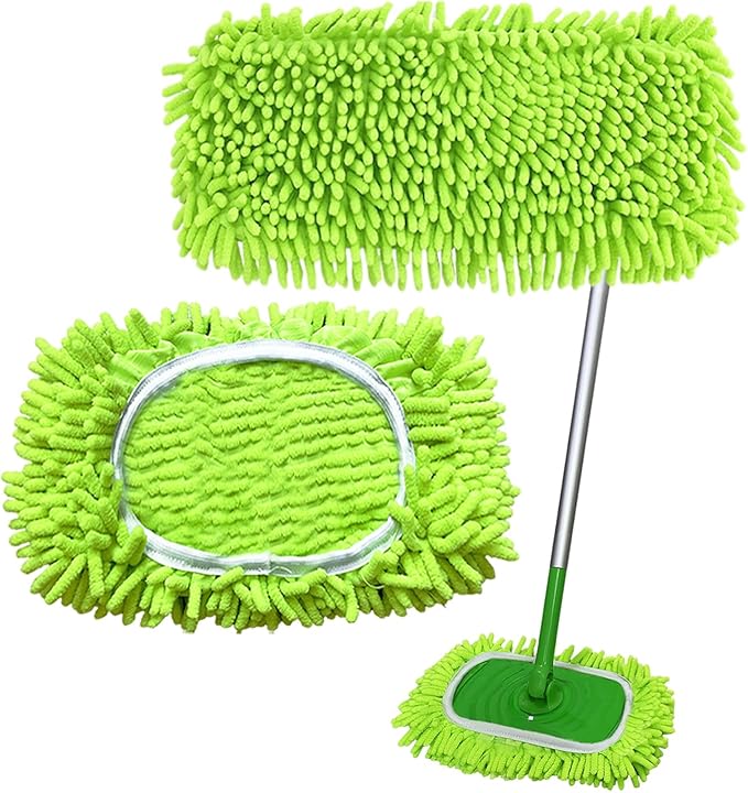 2PCS Reusable Dry Sweeping Cloths Compatible with Swiffer Sweeper Mop,Reusable Microfiber Mop Pads for Swiffer,Replacement Wet Mopping Pad Refills & Washable Dry Sweeping Cloths for Floor Cleaning