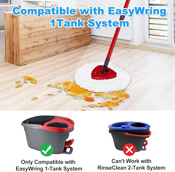 Mop Handle Replacement for Ocedar, 4 Section 30" to 58" Extendable Length Mop Handle for Ocedar Spin Mop Refills and Brooms, Mop Stick for OCedar Floor Cleaning, American Threaded Joint