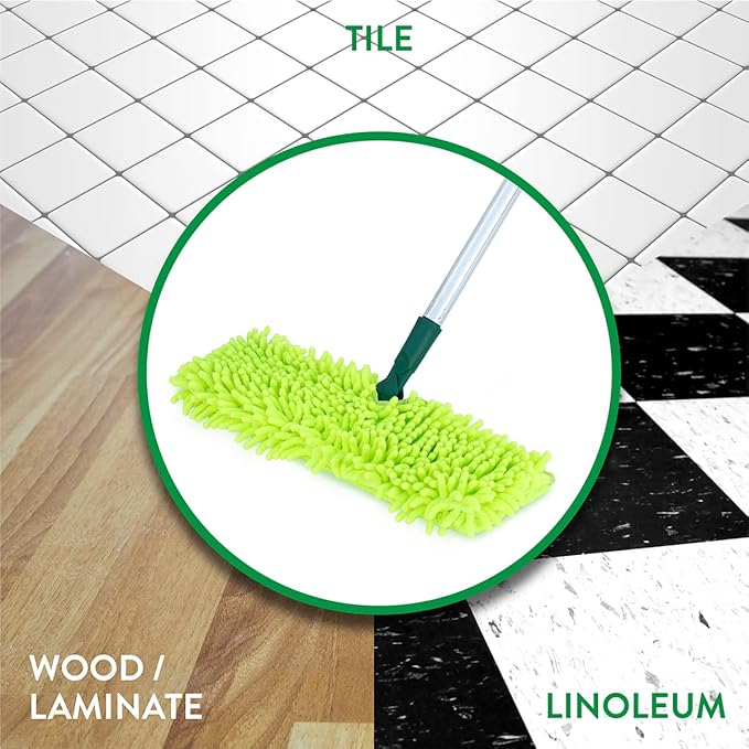 Pine-Sol Telescopic Microfiber Dry/Wet Mop – Dust Mopping for Cleaning Hardwood Floors, Tile, Laminate | Swivel Sweeper with Washable Pad and Extendable Metal Handle