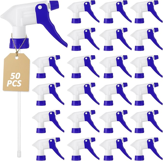 50 Pack Spray Bottle Nozzle Replacement, Heavy Duty Trigger Sprayer Nozzles Spray Bottle Tops Replacement, Spray Nozzles for 8oz 16oz 32oz Bottles for Home Cleaning, Gardening