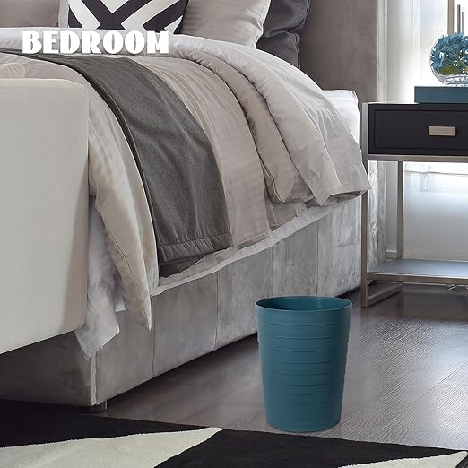 UUJOLY Small Bathroom Trash Can Wastebasket, Plastic Garbage Bin Container Basket for Bathrooms, Laundry Room, Kitchens, Offices, Kids Rooms, Dorms, Bluish Green, 1.8 Gallon