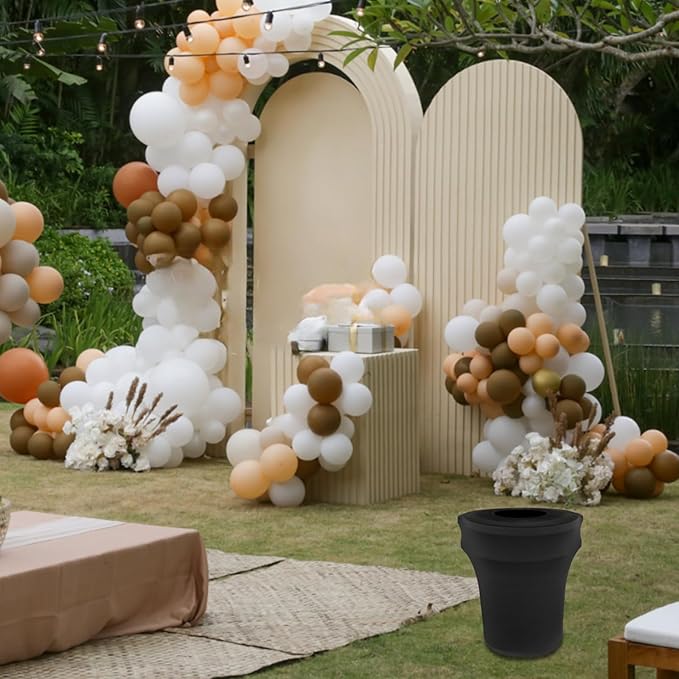 BTSKY 6 Pcs Black Round Trash Can Cover 32 Gallon Stretch Spandex Trash Can Covers Outdoor Decorative Trash Bin Covers for Outside Wedding Parties Commercial Fundraiser Decor