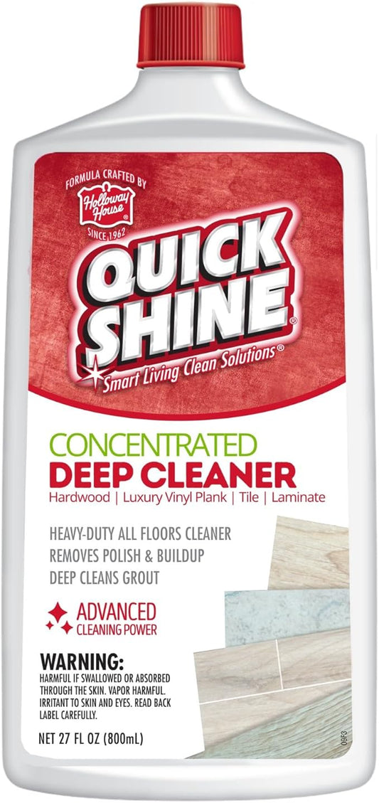 Quick Shine Multi Surface Deep Floor Cleaner and Remover 27oz | Removes Wax Build-Up, Revitalizes Floors & Cleans Grout | Use on Hardwood, Laminate, LVT, Tile and Stone | Pro-Level Cleaning