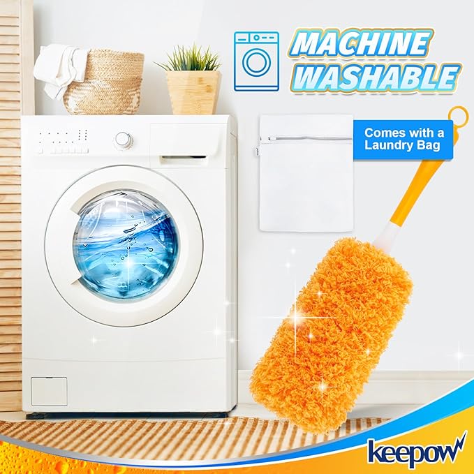 KEEPOW Reusable Duster Refill Compatible with Swiffer Hand Duster, Microfiber Heavy Duty Duster Refills, 360 Degree Dusters Refills for Cleaning, Ceiling Fan, 2 Pack (Handle is Not Included)