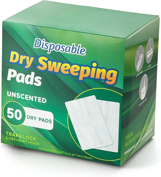 Dry Sweeping Cloths Disposable Mop Refills Floor Dust Refills Mop Pad for Swiffer Standard Sweeper, 7.87x11.81inch, 50 Count