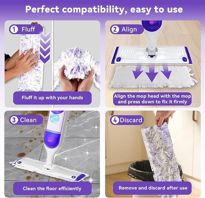 30 Pack Power Mop Pads Refills for Swiffer Power Mop | Heavy-Duty, Disposable Replacement Pads for Floor Cleaning, Multi-Surface & Wood Mopping Pad Refills (Unscented)