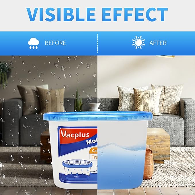 Vacplus Moisture Absorbers 16 Pack, 10.5 Oz, Humidity Absorber Boxes Attracts Extra Moisture from Your Bathroom, Closet, Kitchen, Dehumidifier for Closet (Fragrance Free), Blue