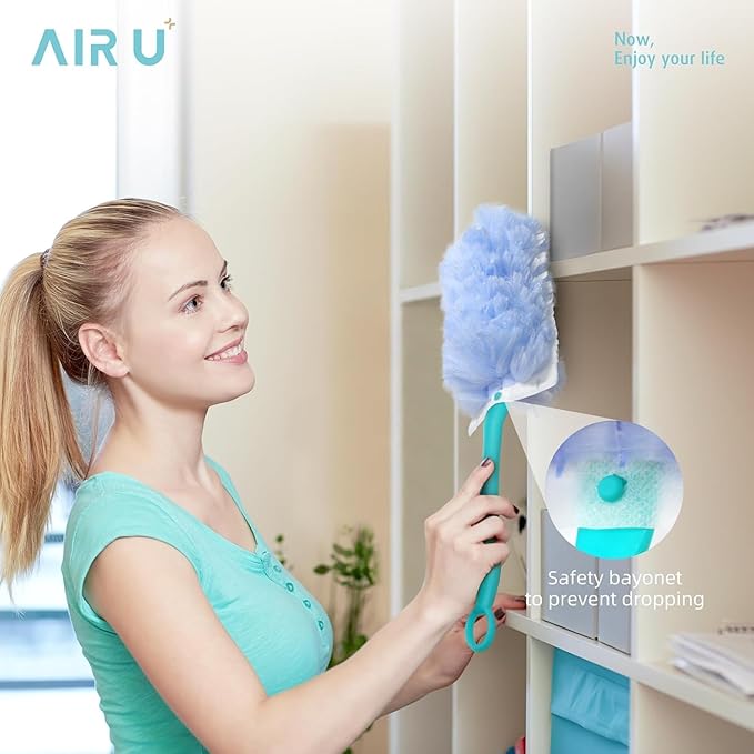 Duster Refill for Swiffer Duster, 30 Count Heavy Duty 2 Side 360° Duster Refills with 1 Handle, 4X Microfibers, Disposable Multi Surface Dusters for Cleaning