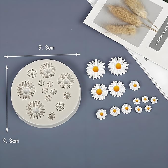 Cute Daisy Silicone Molds, Flower Shaped Fondant and Chocolate Molds, Baking Tools Miniature Clay Molds for Jewelry Making and Earrings Cake Decorating Cupcake Topper Chocolate Polymer Clay Gum Past