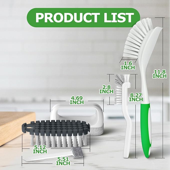 7 Pack Dish Brush with Handle - Kitchen Brush with Ergonomic Handle,Cleaning Brushes Set with Stiff Bristles for Dishes, Pots, Pans, Sink & Bottles