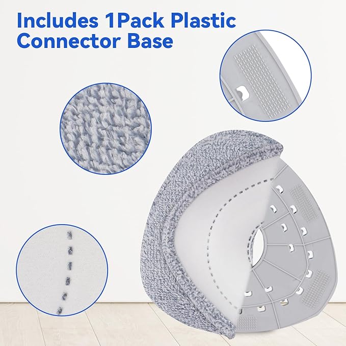 Spin Mop Head Refill for Vileda/Ocedar EasyWrin & RinseClea Spin Mop - Fit Both of EasyWrin 1-Tank & RinseClean 2-Tank System,Rotating Microfiber Triangle Replacement Pads - 6 Cloth 1 Mop Base